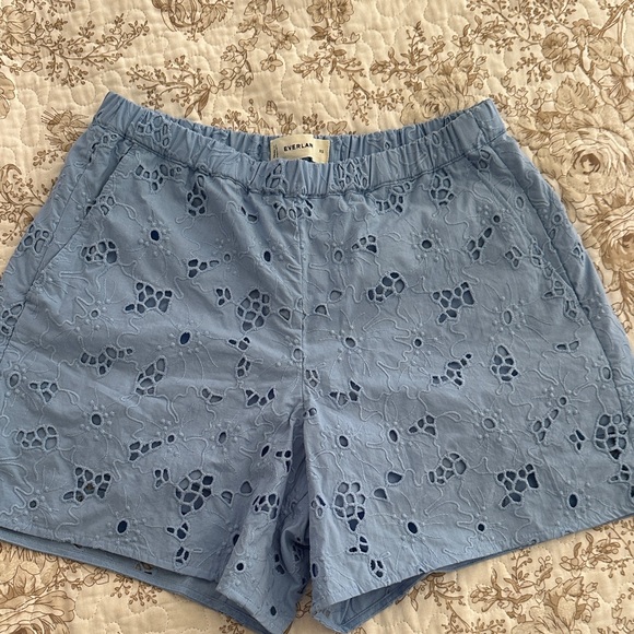 Everlane Pants - Everlane Light Blue Eyelet High Waist Shorts